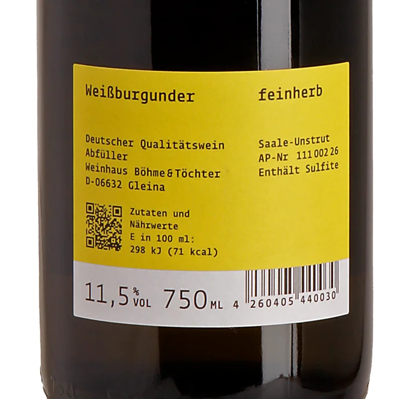 Böhme & Töchter Wahlverwandte Weißburgunder feinherb 2025 Back