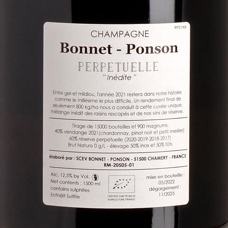 Bonnet-Ponson Cuvée perpétuelle Inédite Non Dosé 1er Cru MAGNUM Back