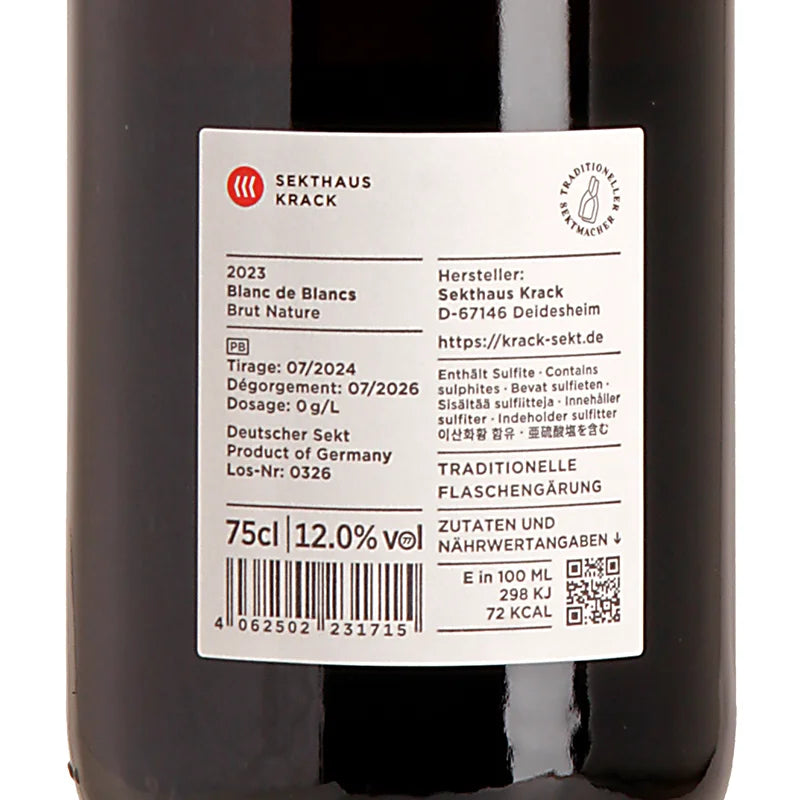 Krack Sekthaus Blanc de Blancs Brut Nature 2023 Back