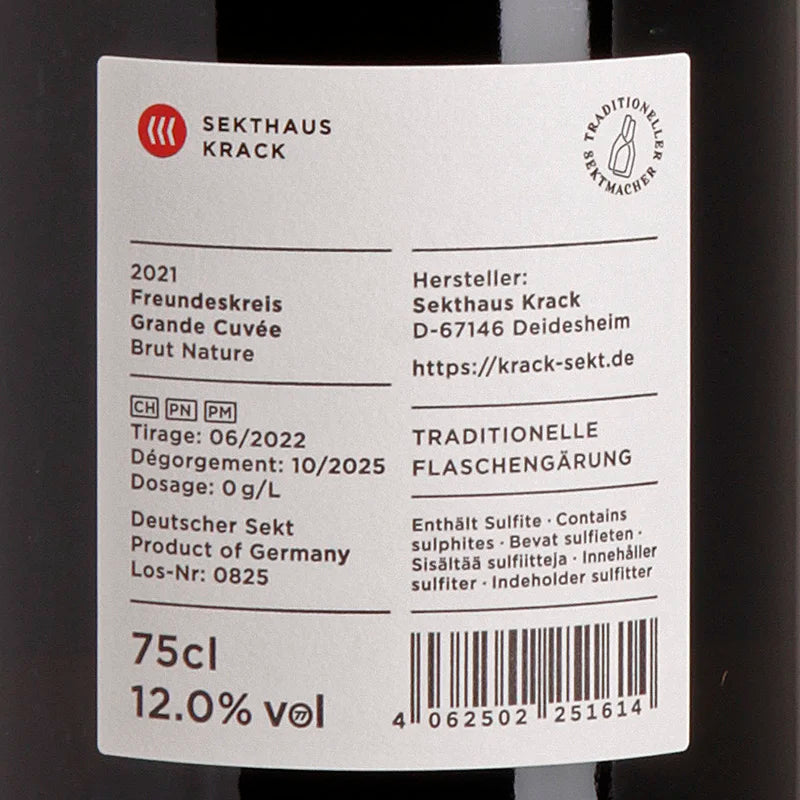 Krack Sekthaus Freundeskreis Grand Cuvée Brut Nature 2021 Back