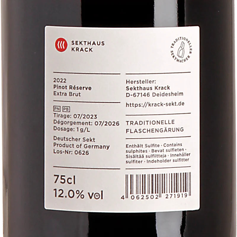 Krack Sekthaus Pinot Réserve Extra Brut 2022 Back