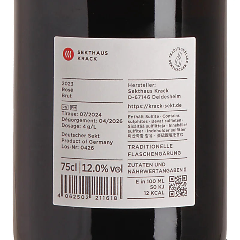 Krack Sekthaus Rosé Brut 2023 Back