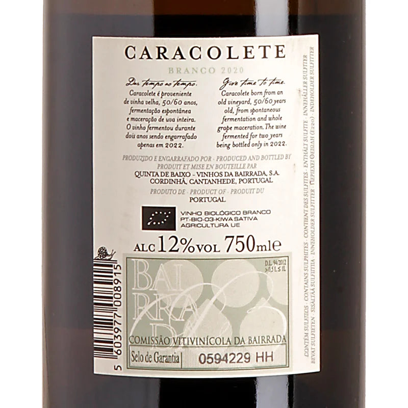 Niepoort Caracolete Branco DOC Bairrada 2020 Back