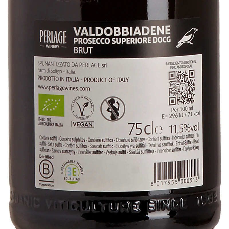 Perlage CANAH Valdobbiadene Prosecco Superiore DOCG Spumante Brut Back