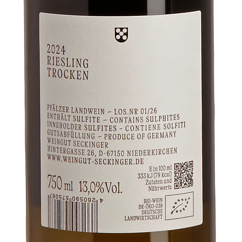 Seckinger 1 Tal Riesling 2024 back