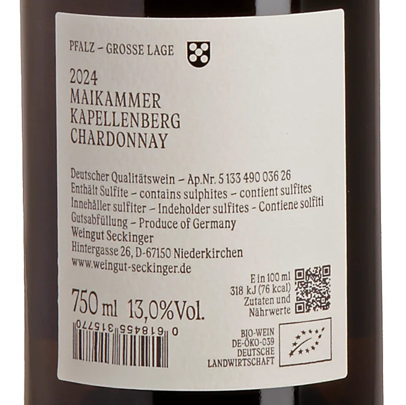 Seckinger KAPELLENBERG Chardonnay trocken 2024 back
