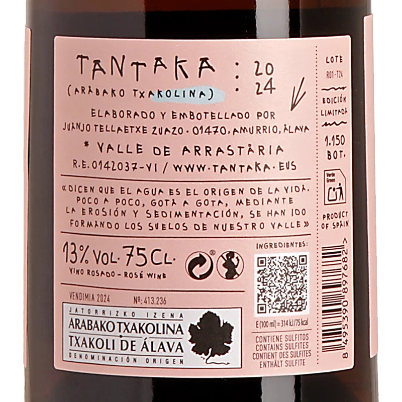 Tantaka Rosé D.O. Arabako Txakolina 2024 Back