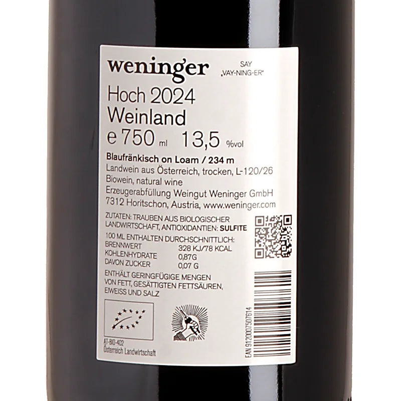 Weninger HOCH Blaufränkisch 2024 Back