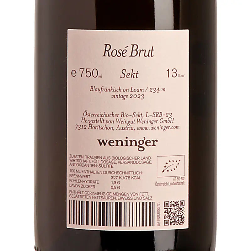 Weninger Rosé Brut 2023 Back