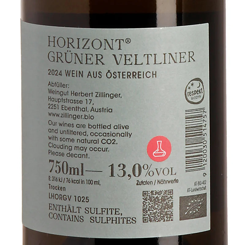 Herbert Zillinger Horizont Grüner Veltliner 2024 Back