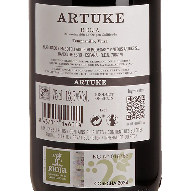 Artuke Artuke Rioja DOC 2024 back