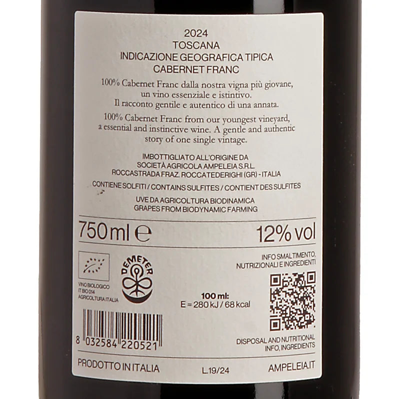 Ampeleia Vasca Dodici Cabernet Franc Toscana IGT 2024 Back