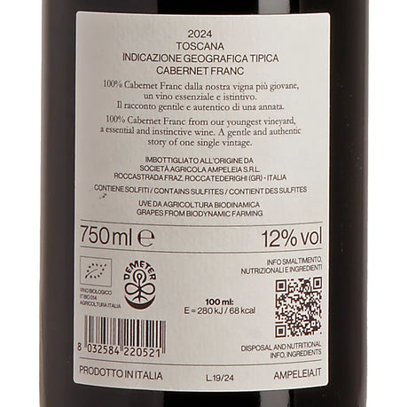 Ampeleia Vasca Dodici Cabernet Franc Toscana IGT 2024 Back