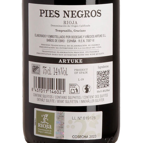 Artuke Pies Negros Rioja DOC 2023 Rück