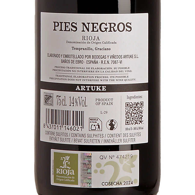 Artuke Pies Negros Rioja DOC 2024 Back