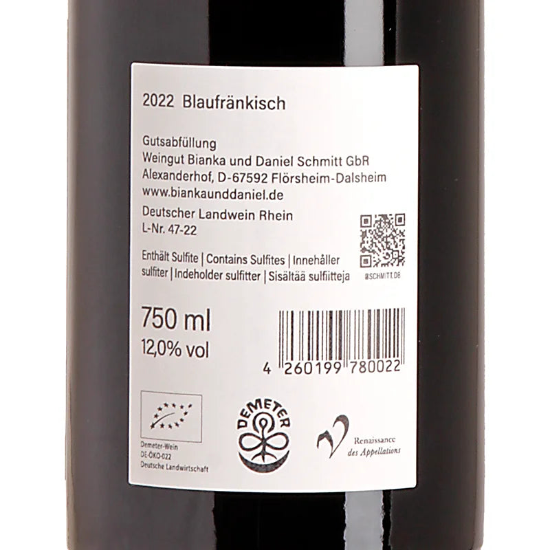 Bianka & Daniel Schmitt Blaufränkisch 2022 Back