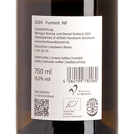 Bianka & Daniel Schmitt NF Furmint 2024 Back