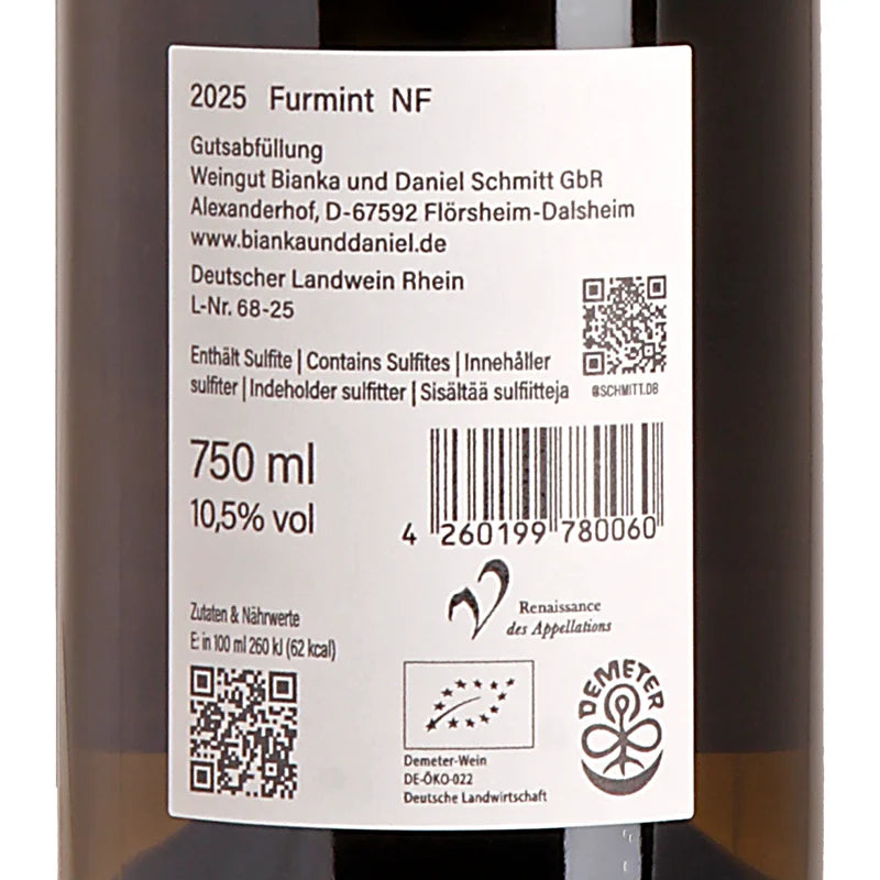Bianka & Daniel Schmitt NF Furmint 2025 Back