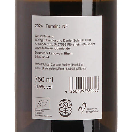 Bianka & Daniel Schmitt NF Furmint 2024 Back