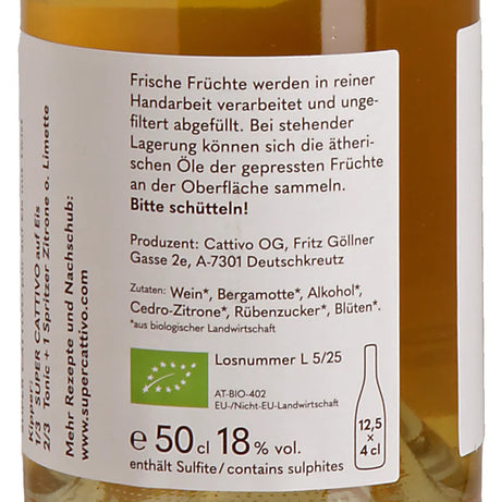 Super Cattivo Bergamotto Bio Bitter Aperitivo Back
