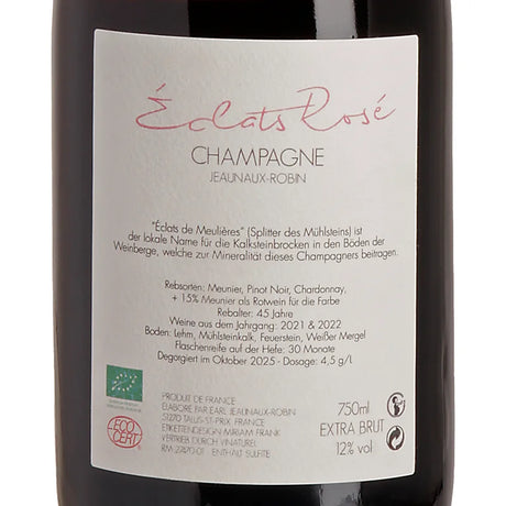 Jeaunaux-Robin Éclats de Meulière Rosé Édition Speciale Extra Brut 2021/2022 Back
