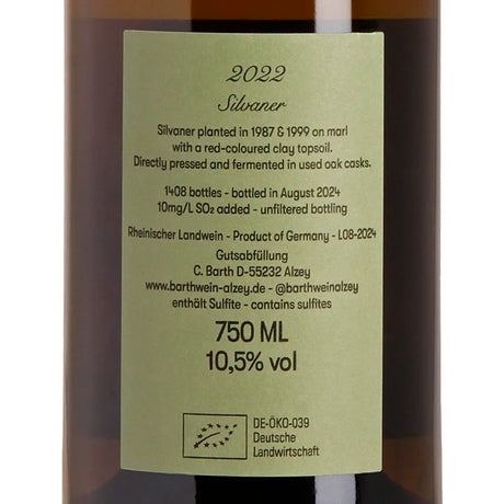 Christopher Barth Silvaner 2022 Back