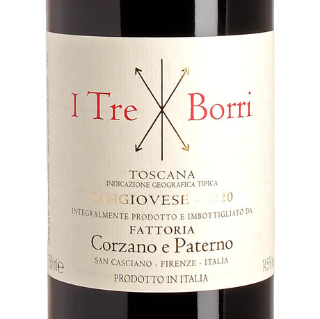 Corzano e Paterno I Tre Borri Sangiovese IGT 2020 Label