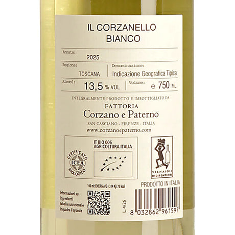 Corzano e Paterno Il Corzanello Bianco IGT 2025 Back