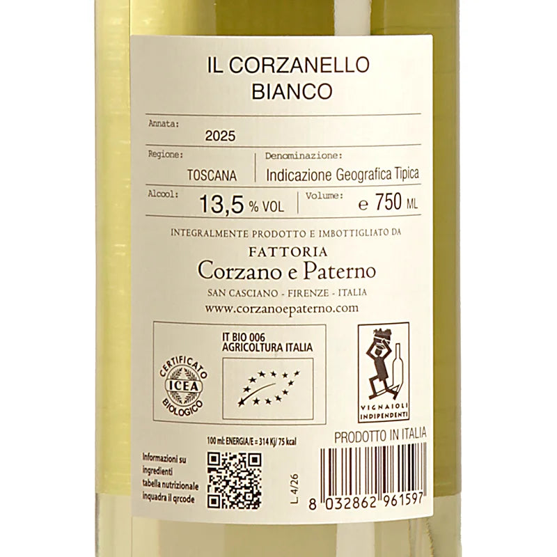 Corzano e Paterno Il Corzanello Bianco IGT 2025 Back