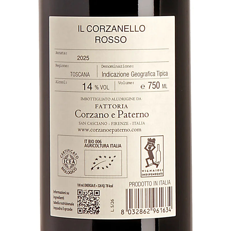 Corzano e Paterno Il Corzanello Rosso IGT 2025 Back