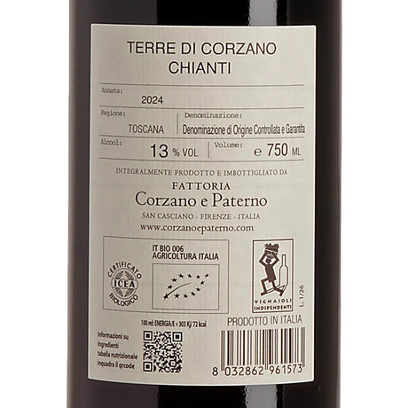 Corzano e Paterno Terre di Corzano Chianti DOCG 2024 Back