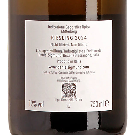Daniel Sigmund Riesling IGT Mitterberg 2024 Back