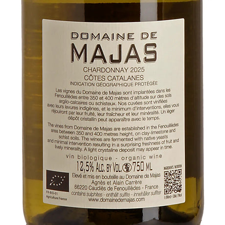 Domaine de Majas Chardonnay IGP Côte Catalanes 2025 Back