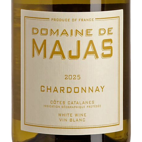 Domaine de Majas Chardonnay IGP Côte Catalanes 2025 Label