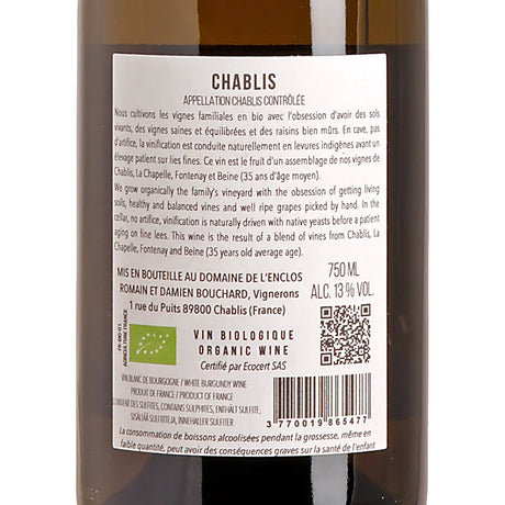 Domaine de l'Enclos Chablis AOC 2025 Back