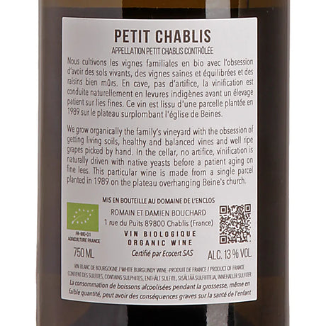 Domaine de l'Enclos Petit Chablis AOC 2025 Back
