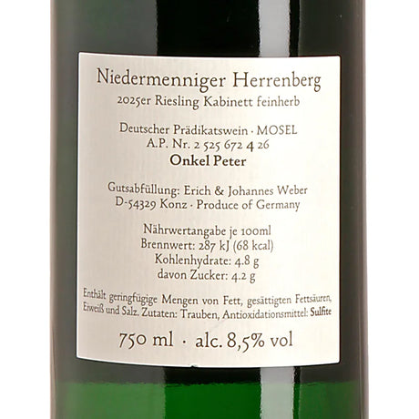 Hofgut Falkenstein NIEDERMENNIGER HERRENBERG Riesling Kabinett feinherb 2025 Back