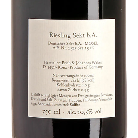 Hofgut Falkenstein Riesling Sekt Brut Nature Back