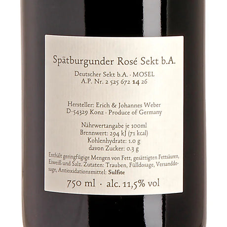 Hofgut Falkenstein Spätburgunder Rosé Sekt Brut Nature 2023 Back