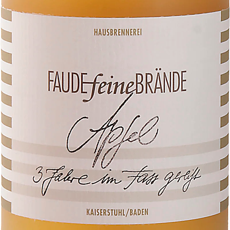 FAUDEfeineBRÄNDE Apfel 3 Jahre im Fass gereift Label