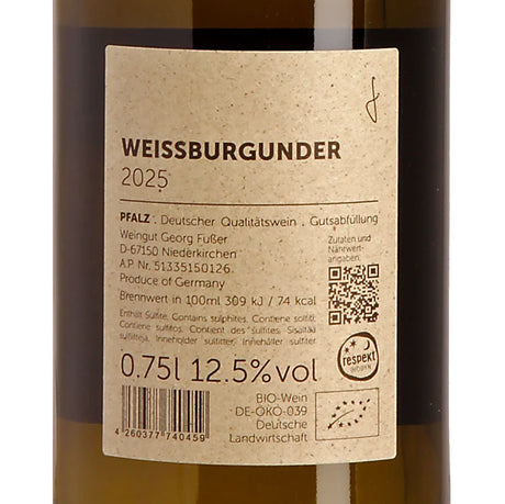 Weingut Fußer Weissburgunder Gutswein trocken 2025 Back