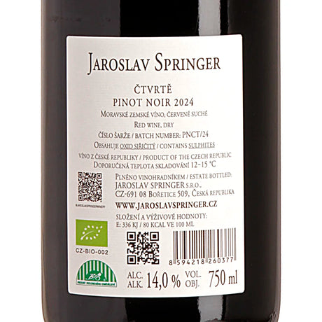 Jaroslav Springer Ctvrte Pinot Noir 2024 Back