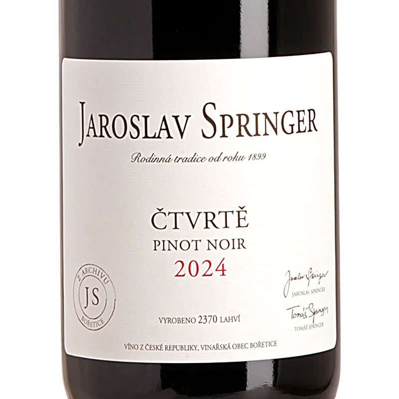 Jaroslav Springer Ctvrte Pinot Noir 2024 Label