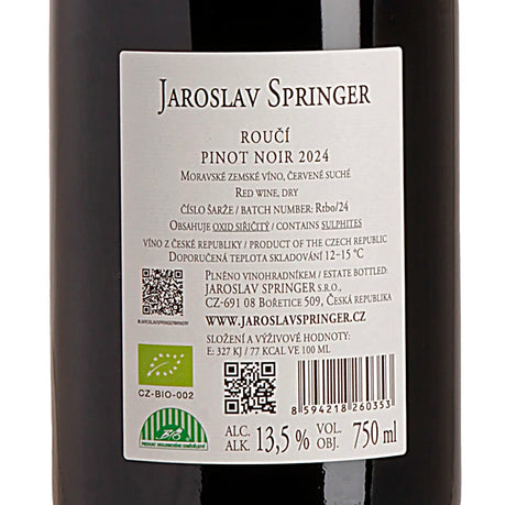 Jaroslav Springer Rouci The Best of Pinot Noir 2024 Back