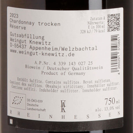 Knewitz Chardonnay Réserve trocken 2023 Rück
