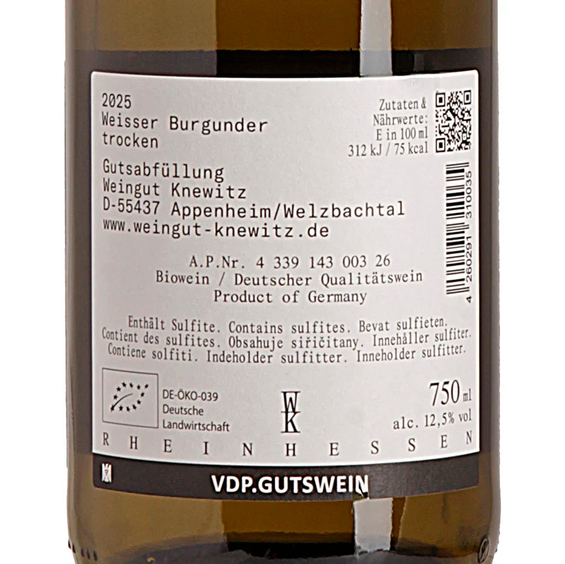 Knewitz Weisser Burgunder VDP.Gutswein trocken 2025 Back