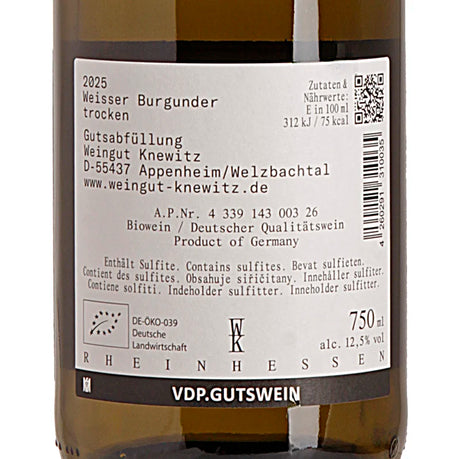 Knewitz Weisser Burgunder VDP.Gutswein trocken 2025 Back