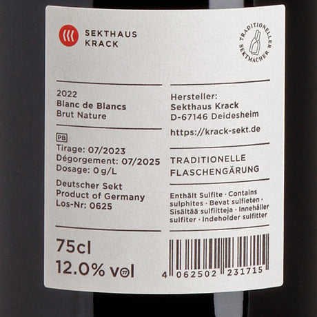 Krack Sekthaus Blanc de Blancs Brut Nature 2022 Back