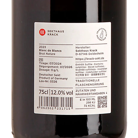 Krack Sekthaus Blanc de Blancs Brut Nature 2023 Back