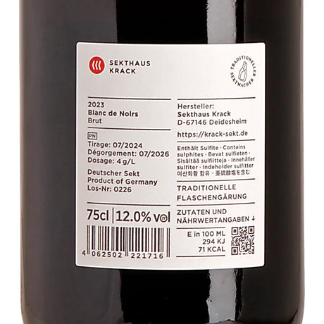 Krack Sekthaus Blanc de Noirs Brut 2023 Back